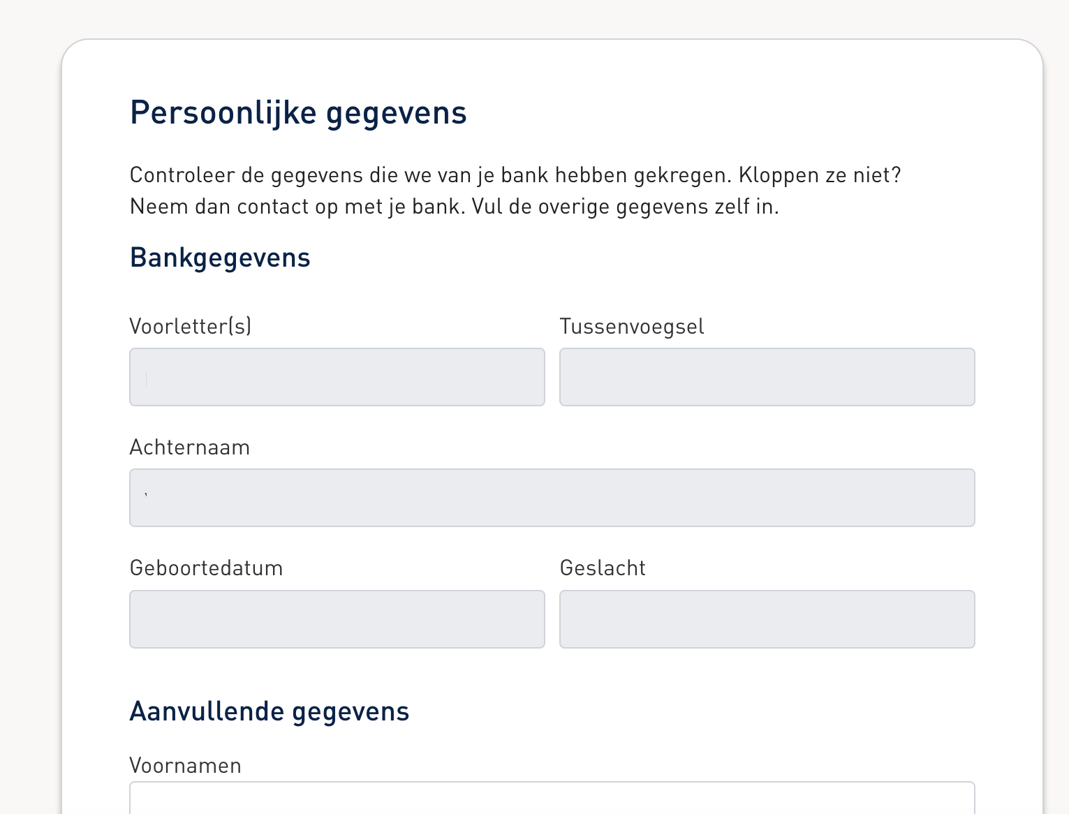Persoonlijke gegevens controleren